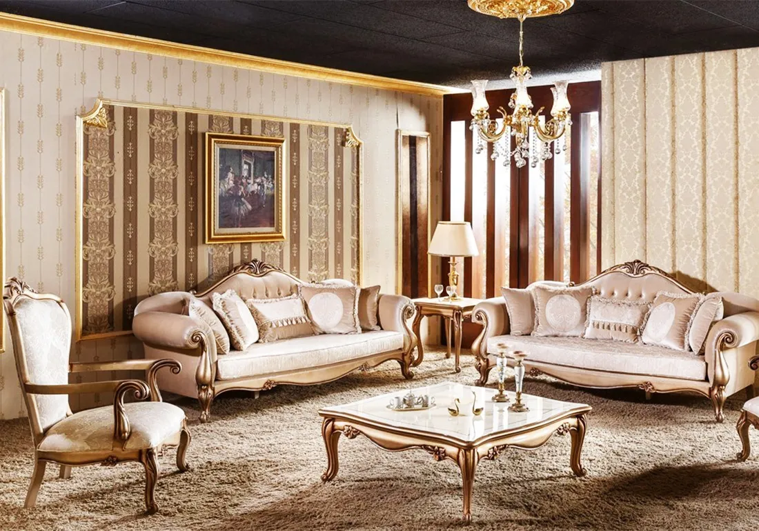 Elegant Handcrafted Wooden Sofa Set