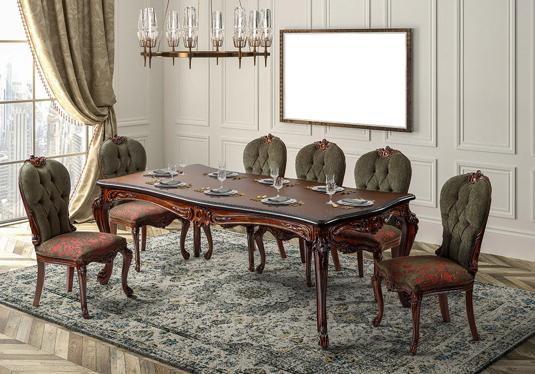 Royal Look Hand-Carved Luxury Dining Table Set