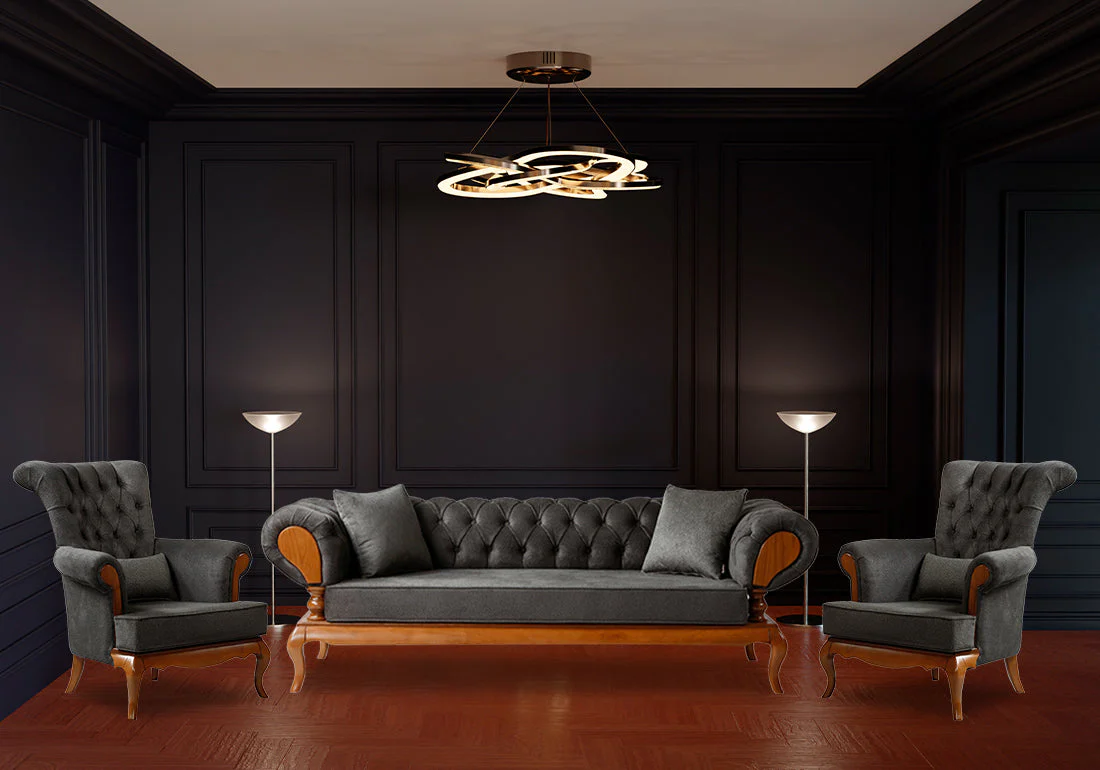 Modern Regal Handcrafted Carving Sofa Set